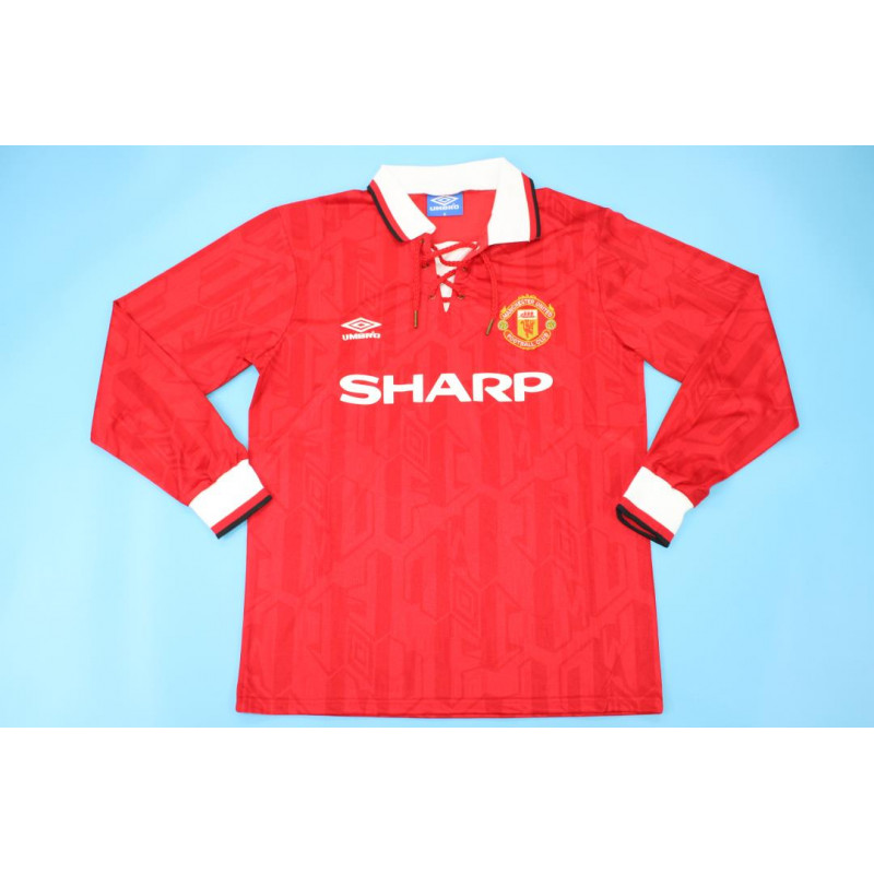 Manchester United Retro Manga Larga Local 92-94 Manchester United Retro Manga Larga Local 92-94