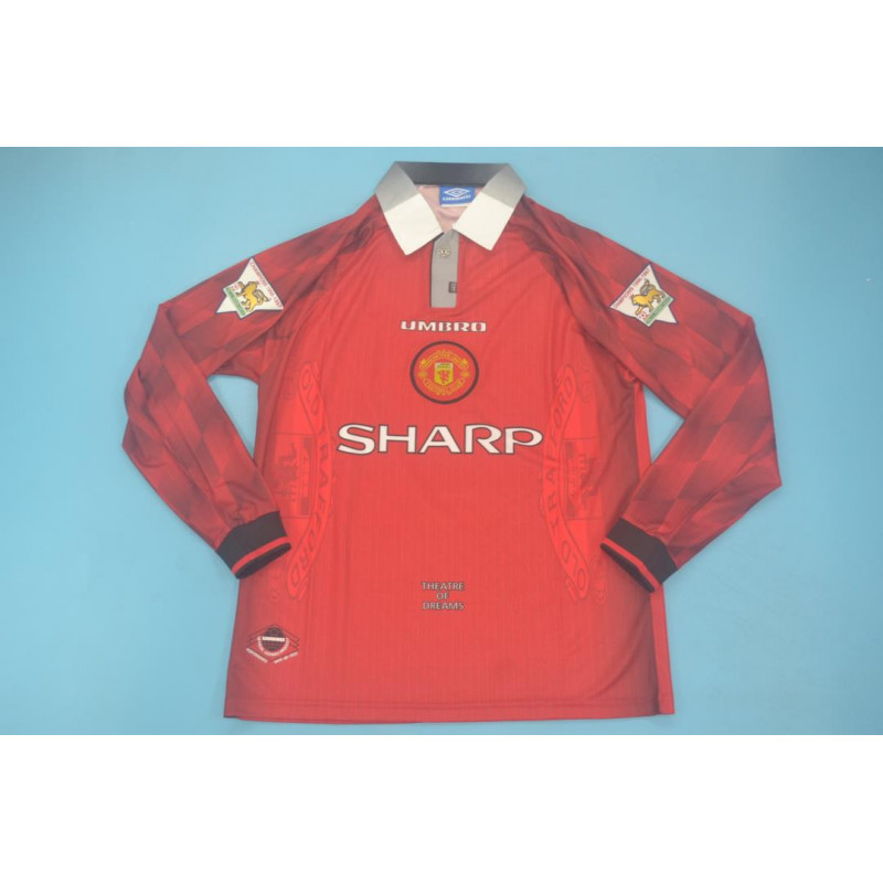 Manchester United Retro Manga Larga Local 96-98 Manchester United Retro Manga Larga Local 96-98