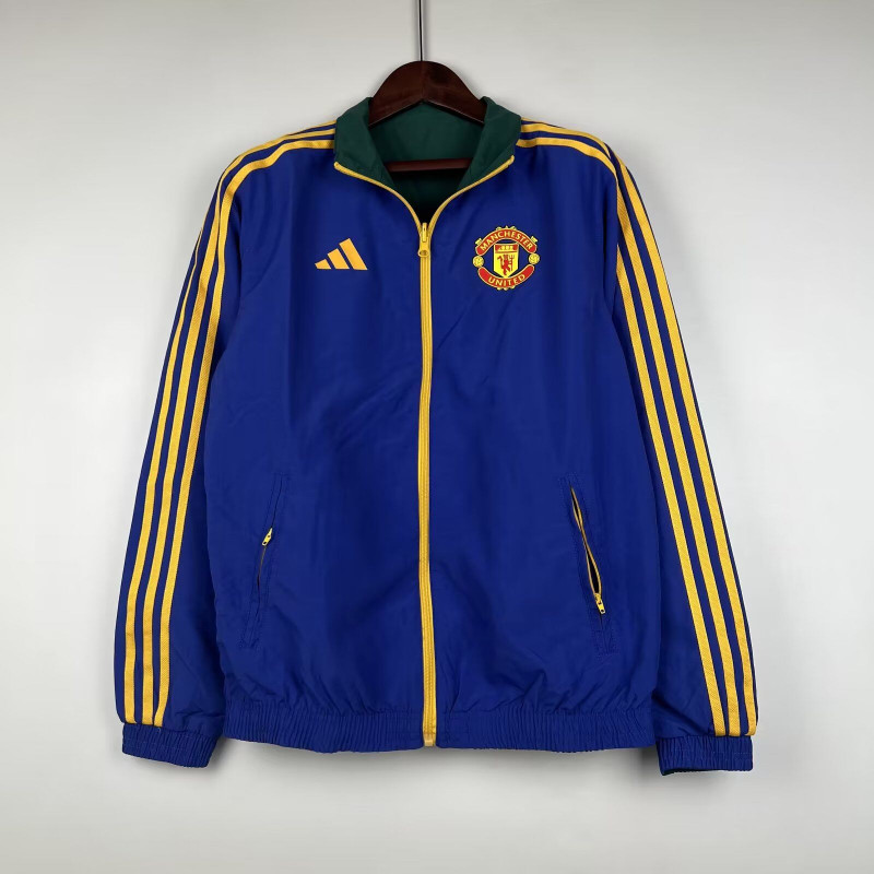 Manchester United Cortavientos Reversible Azul Verde Manchester United Cortavientos Reversible Azul Verde