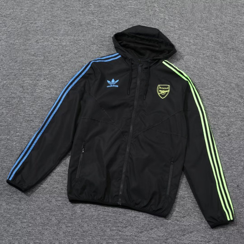 Arsenal Cortavientos Negro Lineas Azules Amarillas Arsenal Cortavientos Negro Lineas Azules Amarillas