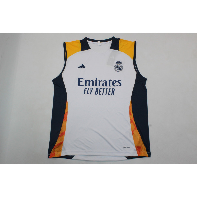Real Madrid Entrenamiento Sin Mangas Blanco Naranja 24-25 Real Madrid Entrenamiento Sin Mangas Blanco Naranja 24-25