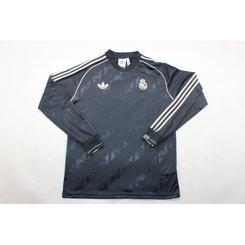 Real Madrid Manga Larga Estilo Retro Negro Real Madrid Manga Larga Estilo Retro Negro