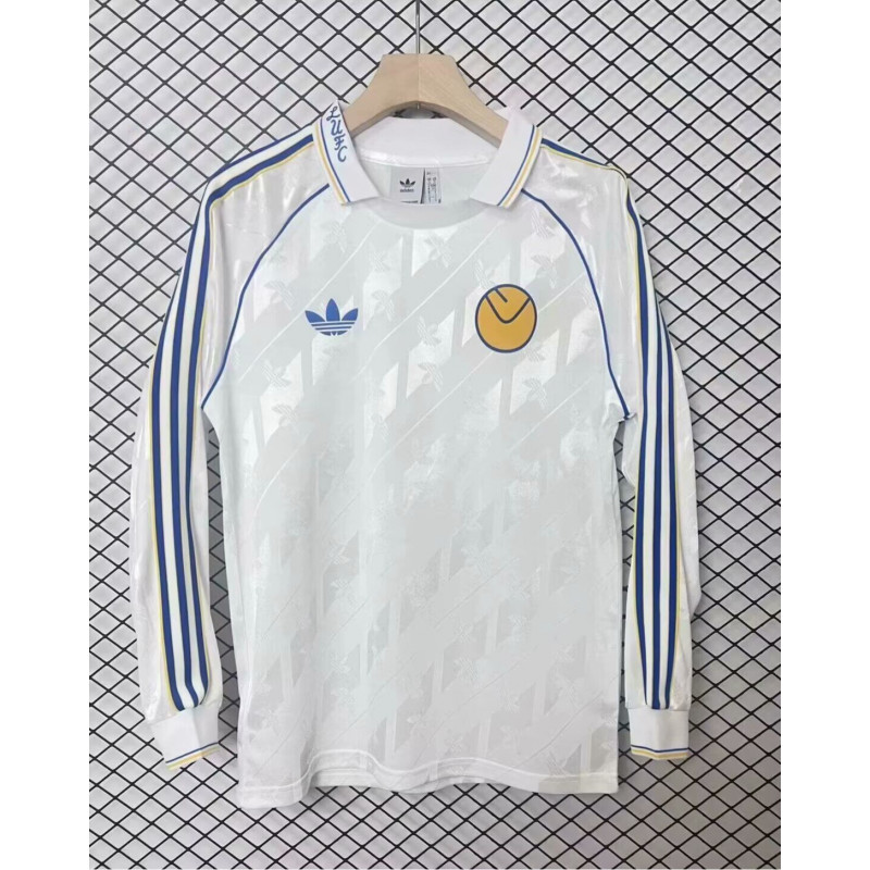 Leeds United Manga Larga Estilo Retro Blanca Leeds United Manga Larga Estilo Retro Blanca