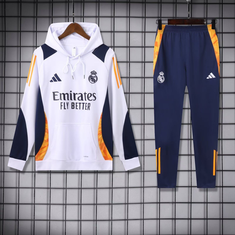 Real Madrid Chandal Capucha Blanco Amarillo 24-25 Real Madrid Chandal Capucha Blanco Amarillo 24-25