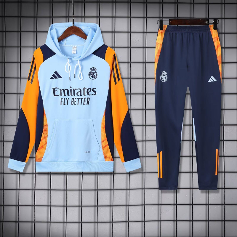 Real Madrid Chandal Capucha Azul Naranja 24-25 Real Madrid Chandal Capucha Azul Naranja 24-25