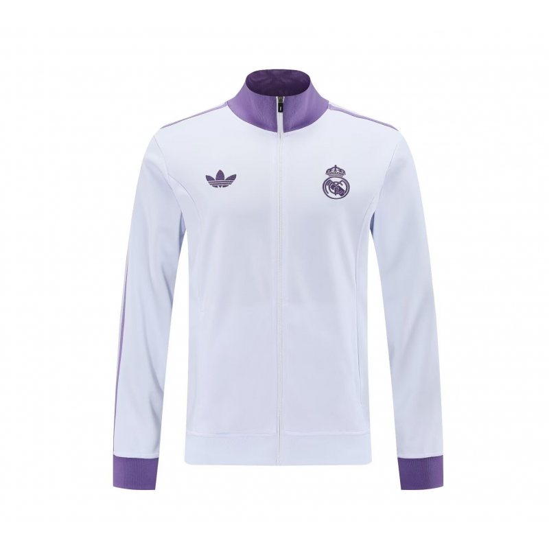 Real Madrid Chaqueta Chandal Blanca Morada 24-25 Real Madrid Chaqueta Chandal Blanca Morada 24-25