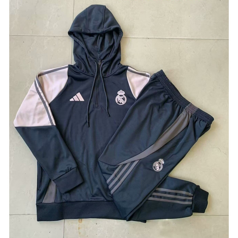 Real Madrid Chandal Entrenamiento Con Capucha Gris Oscuro 24-25 Real Madrid Chandal Entrenamiento Con Capucha Gris Oscuro 24-25
