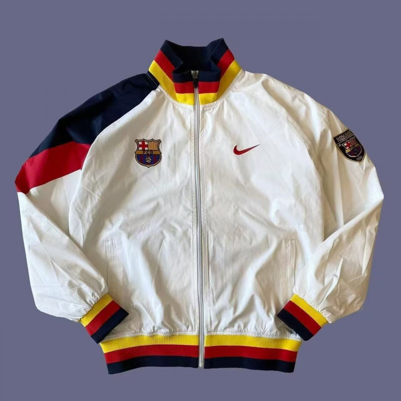 Barcelona Cortavientos Retro Blanco 24-25 Barcelona Cortavientos Retro Blanco 24-25
