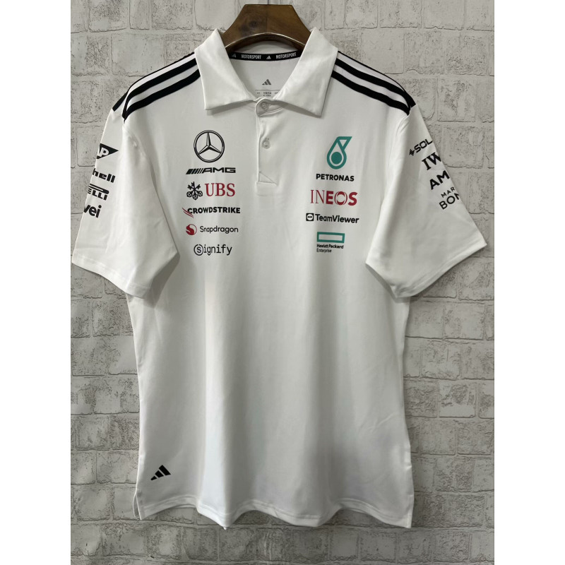 F1 Polo Mercedes Blanco 2025 F1 Polo Mercedes Blanco 2025