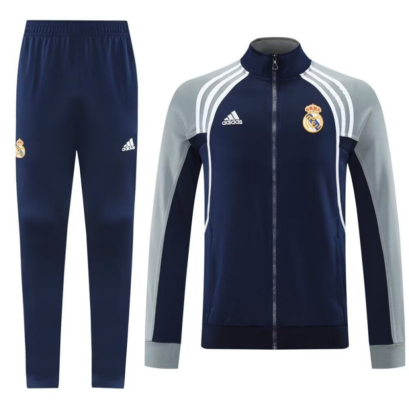 Real Madrid Chandal Retro Azul Oscuro Gris Real Madrid Chandal Retro Azul Oscuro Gris