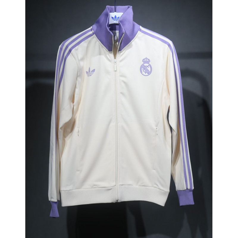 Real Madrid Chaqueta Retro Crema Morada Real Madrid Chaqueta Retro Crema Morada