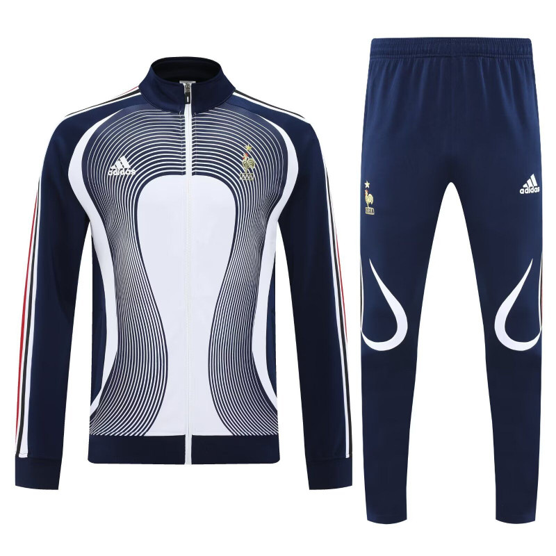 Francia Chandal Retro Azul Oscuro Blanco Francia Chandal Retro Azul Oscuro Blanco