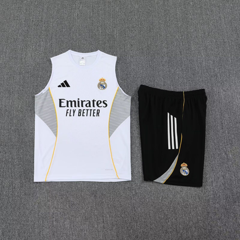 Kit Entrenamiento Real Madrid Sin Mangas Blanco 25-26 Kit Entrenamiento Real Madrid Sin Mangas Blanco 25-26