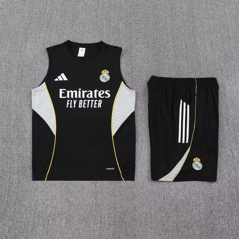 Kit Entrenamiento Real Madrid Sin Mangas Negro 25-26 Kit Entrenamiento Real Madrid Sin Mangas Negro 25-26
