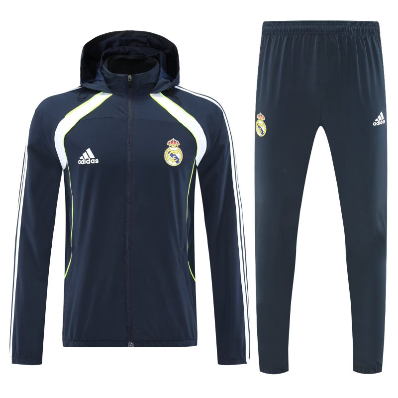 Real Madrid Chandal Cortavientos Azul Oscuro Con Capucha Real Madrid Chandal Cortavientos Azul Oscuro Con Capucha