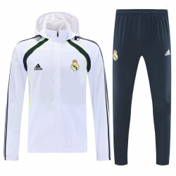Real Madrid Chandal Cortavientos Blanco Con Capucha