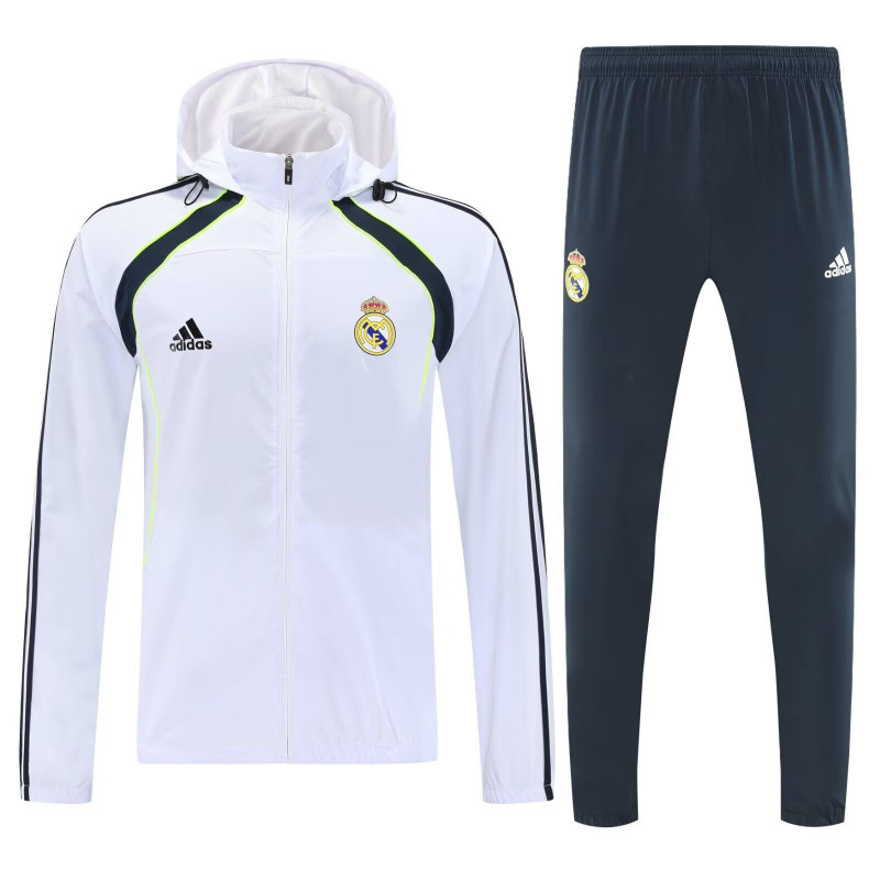 Real Madrid Chandal Cortavientos Blanco Con Capucha Real Madrid Chandal Cortavientos Blanco Con Capucha