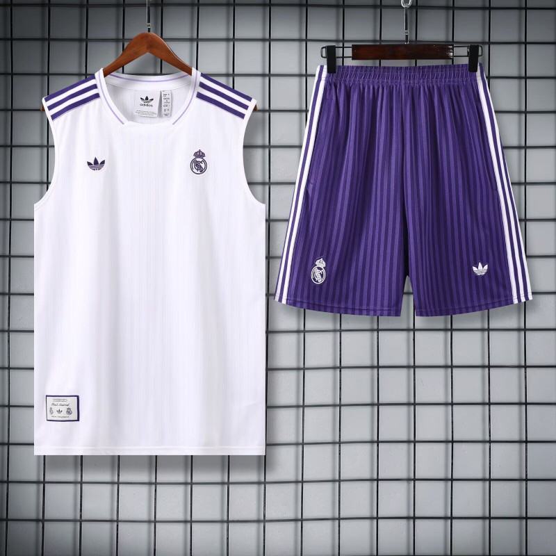 Kit Entrenamiento Real Madrid Sin Mangas Blanco 25-26 Kit Entrenamiento Real Madrid Sin Mangas Blanco 25-26