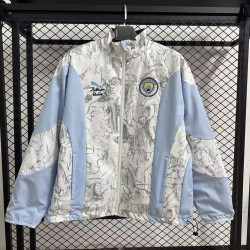 Manchester City Cortavientos Reversible Azul Blanco