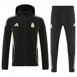 Real Madrid Chandal Cortavientos Negro Con Capucha
